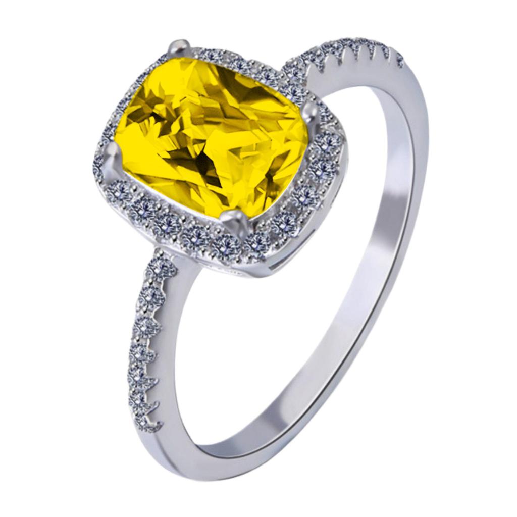Multi-Color Rectangular Gemstone Ring: Classic Square Diamond Engagement Silver Jewelry