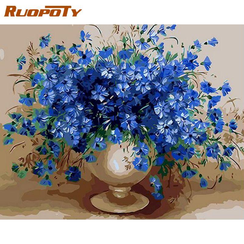 

Ruopoty безрамная картина «сделай сам» по номерам цветы 40x50 см настенная картина холст по номерам подарок «сделай сам» для украшения дома 40x50CM NO Frame