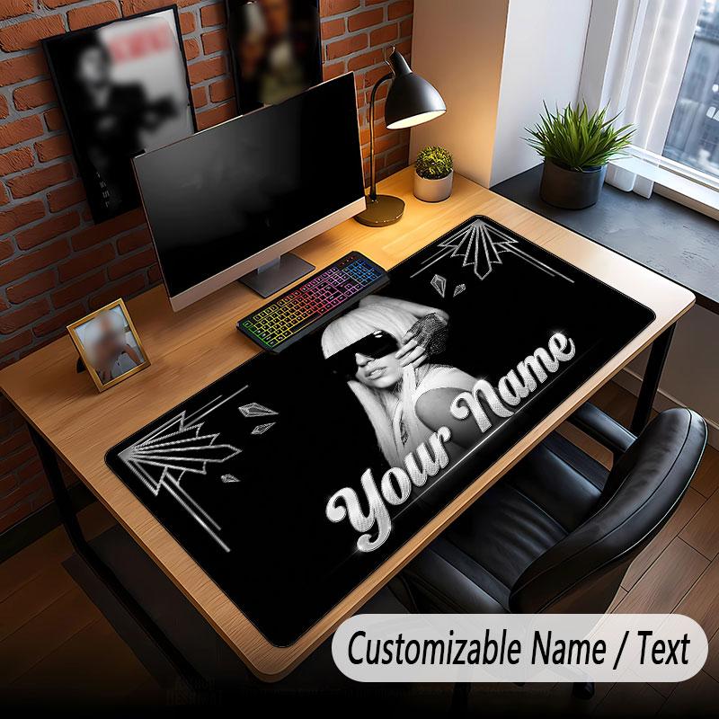Custom Name Extended Mouse Pad,Lady Gaga Gaming Desk Mat For Home Office Desktop Decor