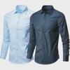 Men's Slim Fit Long Sleeve White Shirt - Korean Style, Non-Iron, Formal/Casual Professional Wear.