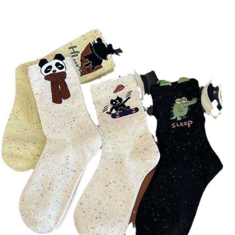Ladies Spring and Summer Cartoon Funny Cute College Tube Socks