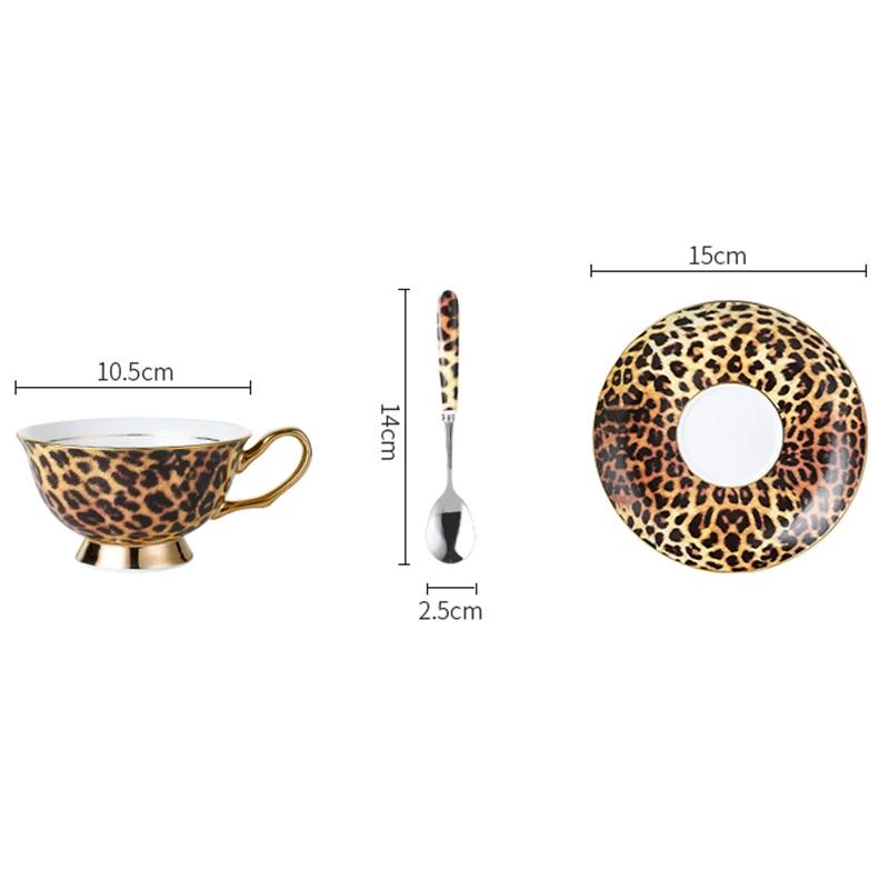 Módní kávové šálky s leopardím potiskem, lehký luxus, špičková sada šálku a podšálku na odpolední čaj, domácí jemný keramický hrnek na mléko