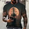 Summer New Men's T-shirt Printed Pattern Wolf Comfortable Casual Short sleeved Top Cool Style Plus Size