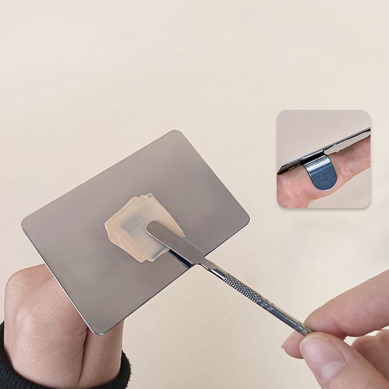 Stainless Steel Color Palette Cosmetic Coloring Tray Makeup Stick Ring Blending Palette Base Set