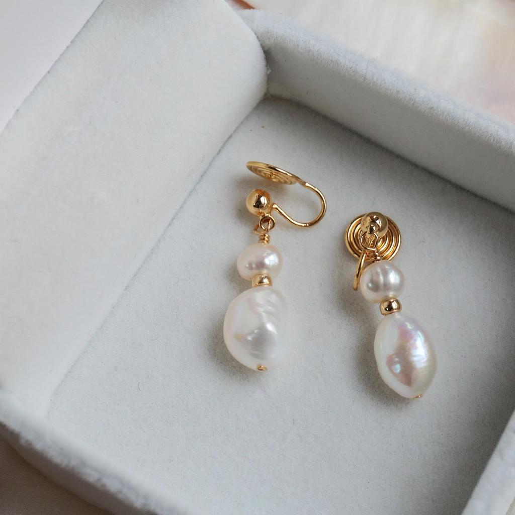 Baroque Freshwater Pearl Tassel Ear Clips for Non-Pierced Ears - Cold Style Fashion Earrings