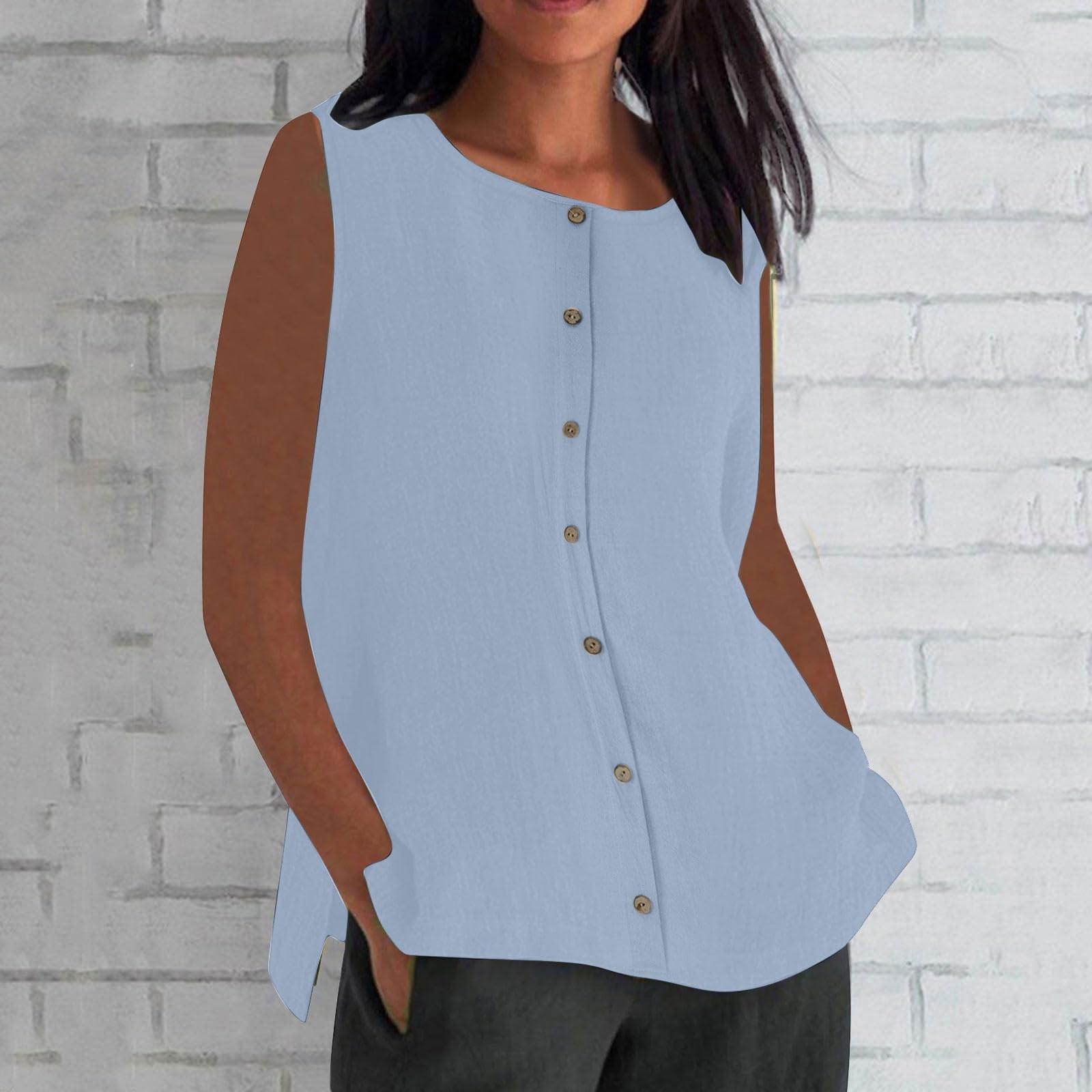 Женские рубашки без рукавов на пуговицах — фото 10