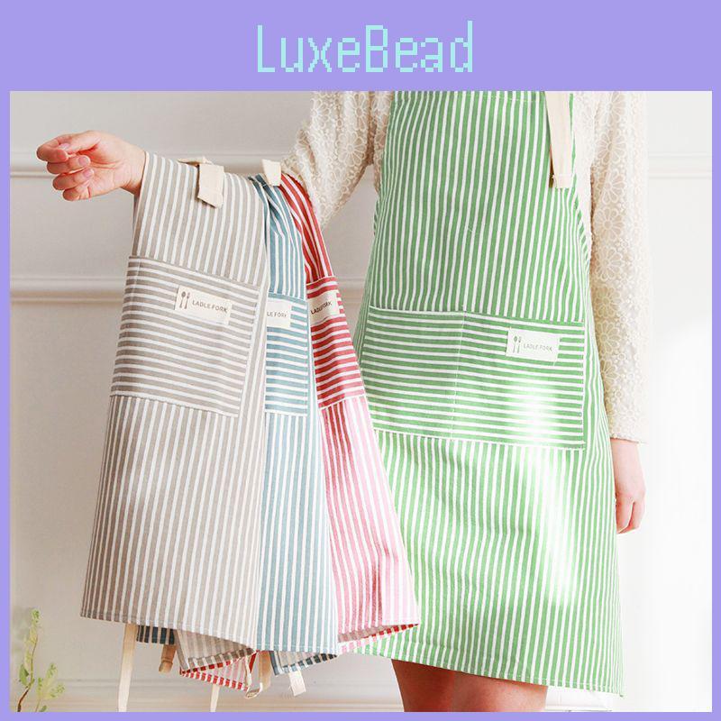 Cotton Striped Linen Apron Household Tasks Breathable Kitchens Apron Dining
