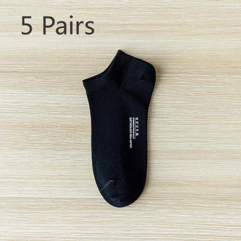 5 Pairs of Female Spring and Summer Thin Cotton Deodorant Sweat Shallow Mouth Socks