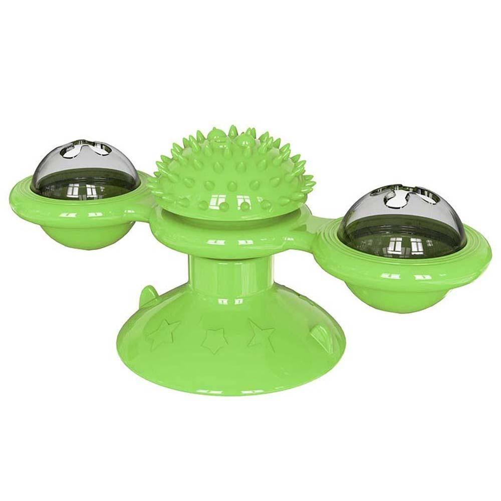 

Glowing Rotating Windmill Cat Toy Interactive Rotatable Plaything for Cat Pet Training Toy Park зелёный