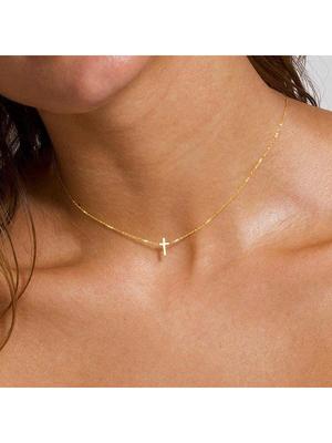 1pc Exquisite Fashion Cross Pendant Necklace Suitable For Women's Daily Wear