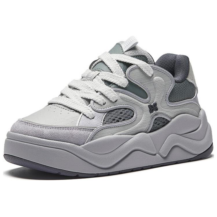 Anta Xiaocanglan Fabric Synthetic Leather Versatile Trendy Non-Slip Wear-Resistant Low-Top Skate Shoes Women sneaker Gray 122448036-3