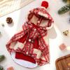 Thick Plush Pet Hooded Cape Vest Fuzzy Fleece Christmas Pet Cape Retro Pet Christmas Cloak  Winter