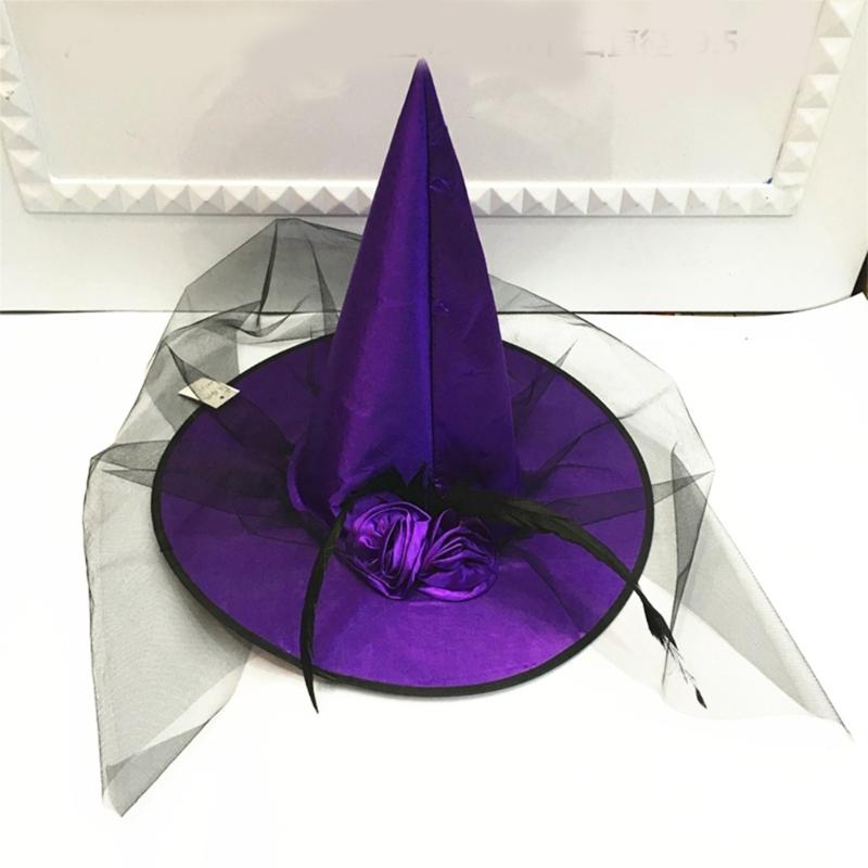 Witch Hat Masquerade Ribbon Wizard Costume Top Pointed Caps Cosplay Props Party