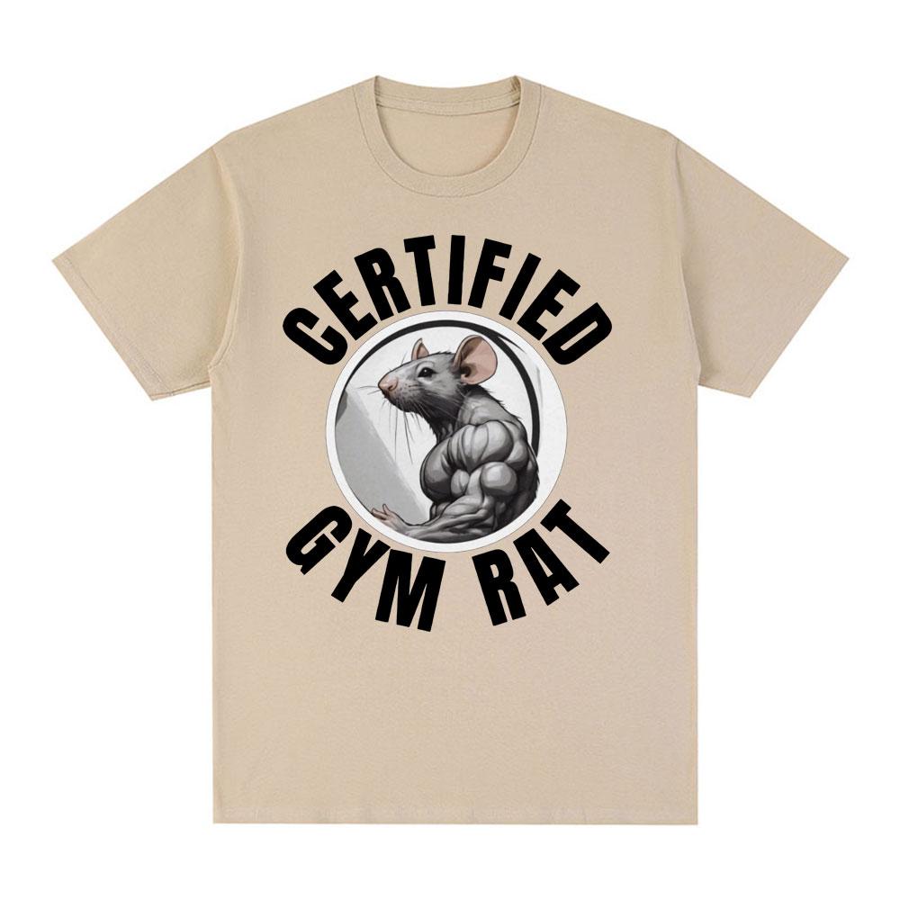 Certified Gym Rat Tshirt Pump Cover Fitness Mouse Unisexs Clothing Graphic Tshirts Unisex Cotton Oversized Short Sleeve Tee Shirts