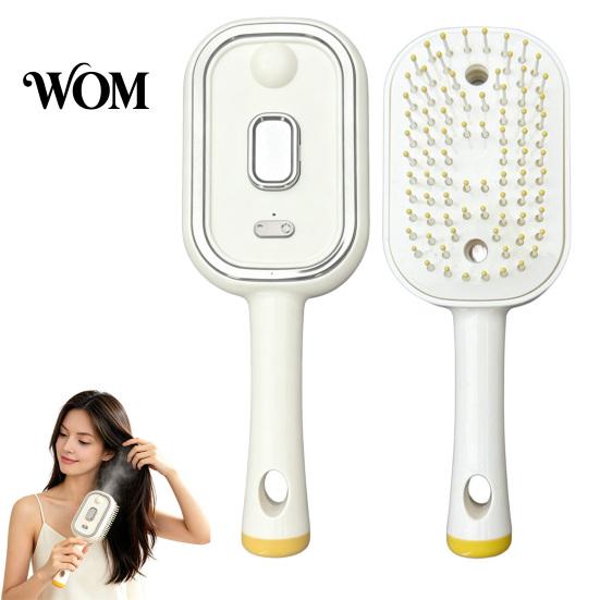 Frizz Control Spray Brush Electric Steam with Essence & Measuring Cup, Rechargeable Anti-Static Scalp Detangling Hair Massager Brush, Oil Misting
