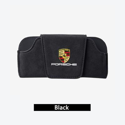 Autó napellenző velúr bőr szemüvegtok napszemüveg csipeszek Cayenne Panamera Macan Boxster Cayman 718 911 matricával