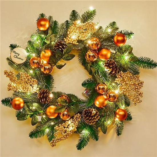 50CM Christmas Wreath & 2.7M Garland Set - Festive Door & Wall Decor