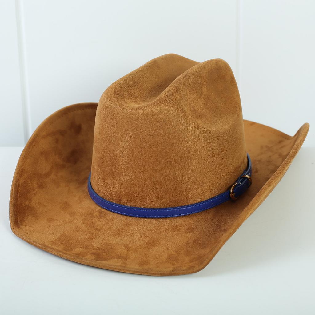 Popolare cappello western da cowboy in camoscio stile europeo e americano per uomo e donna, semplice e alla moda, a tesa larga, cappello jazz