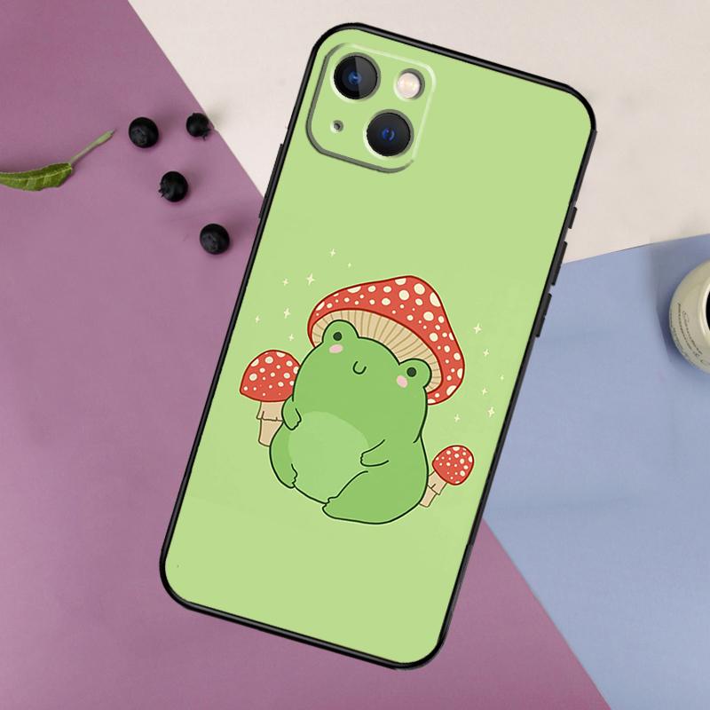 Cottagecore Frog Mushroom Aesthetic Phone Case For iPhone 11 12 13 14 16 15 Pro Max Mini 7 8 Plus X XR XS Max Bumper Cases Cover