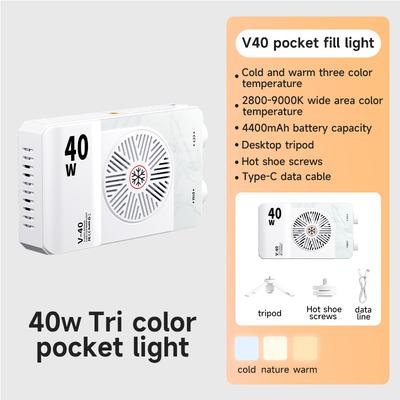 40W LED Camera Light 2800K-9000K Handheld Fill Light 4400mAh Rechargeable Portable Light Panel Video Light