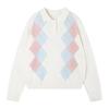 Mucmukn Girls' Preppy Argyle Polo Collar Wool Blend Sweater