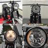 7 in Motorcycle Headlight 7" Universal 12V H4 35W Round Motorcycle Yellow LED Headlight W/ Black Bracket Motorcycle Accessories