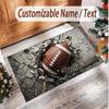 American Football Theme Soft Crystal Velvet Rug Custom Name & Text Print Non Slip Floor Rug for Bedroom Living Room