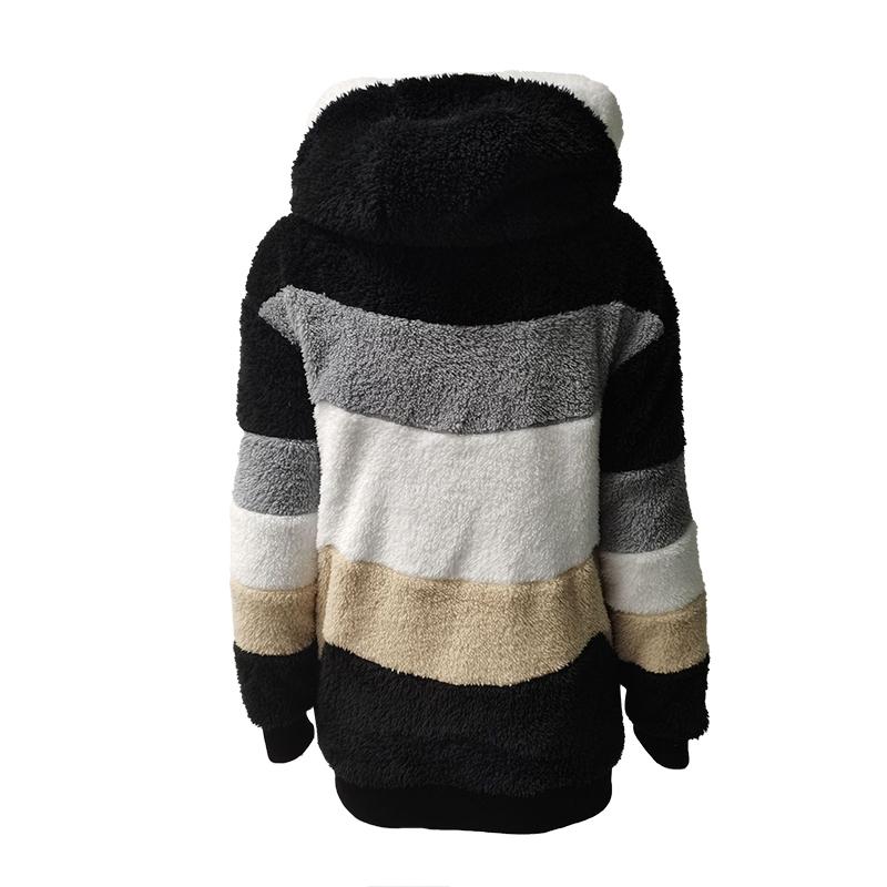 Women's Overcoat Autumn Winter Casual Zipper Hooded Plush Thermal Coat