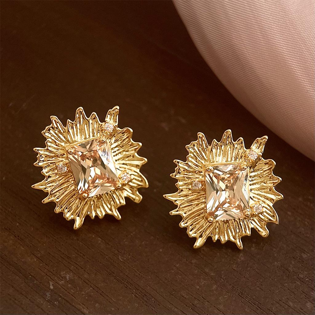 Винтажные французские серебряные серьги с цирконом: Высококлассный, Необычный, Стиль легкой роскоши для женщин