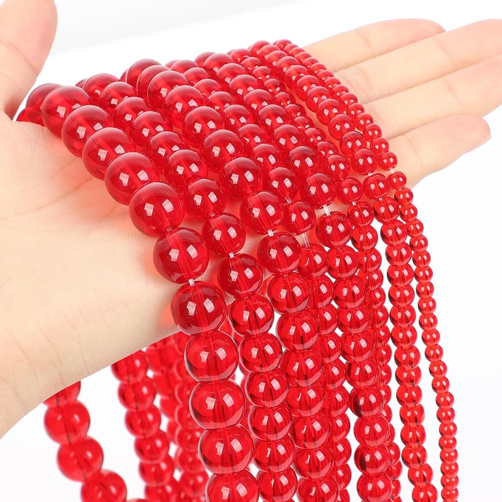Eco-friendly Glazed Red Glass Beads (4-14mm) for DIY Necklaces & Beaded Curtains