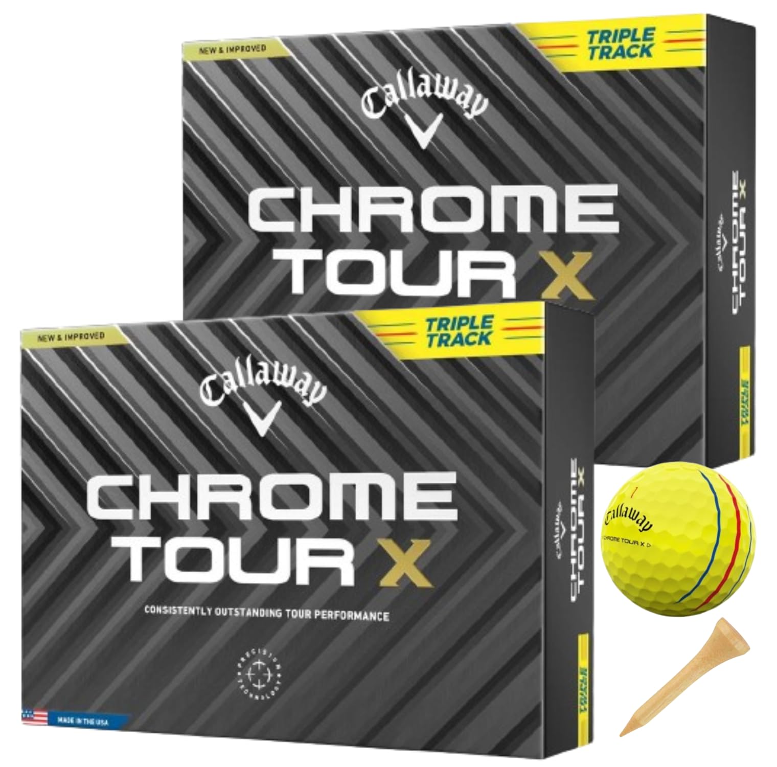 

Мяч для гольфа Callaway CHROME TOUR X Triple Track, желтый 2024 Callaway CHROME TOUR