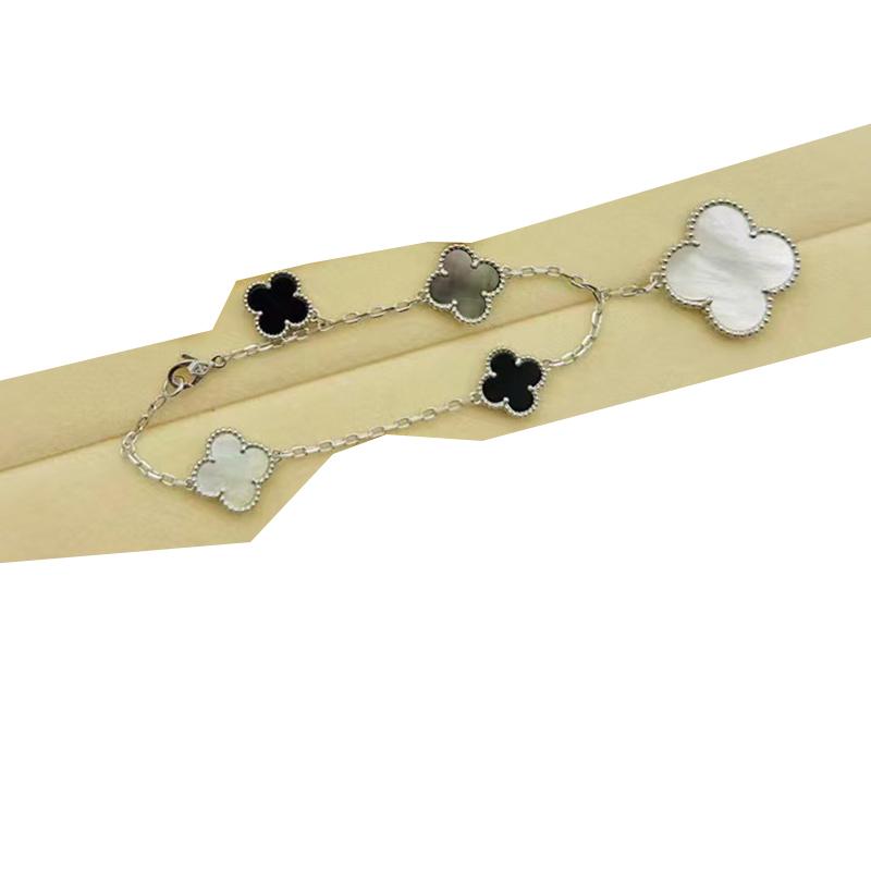 Bransoletka Seiko Wysokiej Jakości V Złoto Czterolistna Koniczyna Rozmiar Asymetryczna Pięciokwiatowa Naturalna Masa Perłowa Bransoletka Damska