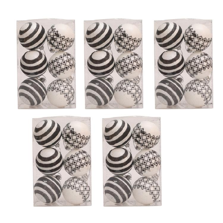 

5Pcs Shimmering Black White Balls Ornaments Elegant Christmas Tree Balls Hangings With Glittering Finish for Home Decors