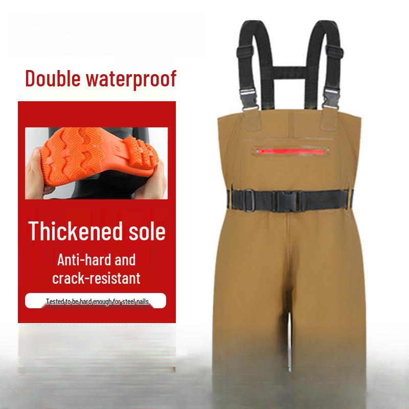 Camouflage Waterproof Wading Pants with Integrated Boots for Fishing
