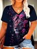 New Flower Floral T-Shirts 3D Print Women's Short Sleeve V-Neck T Shirt Streetwear Casual Top Y2k Harajuku Tees Female Clothing