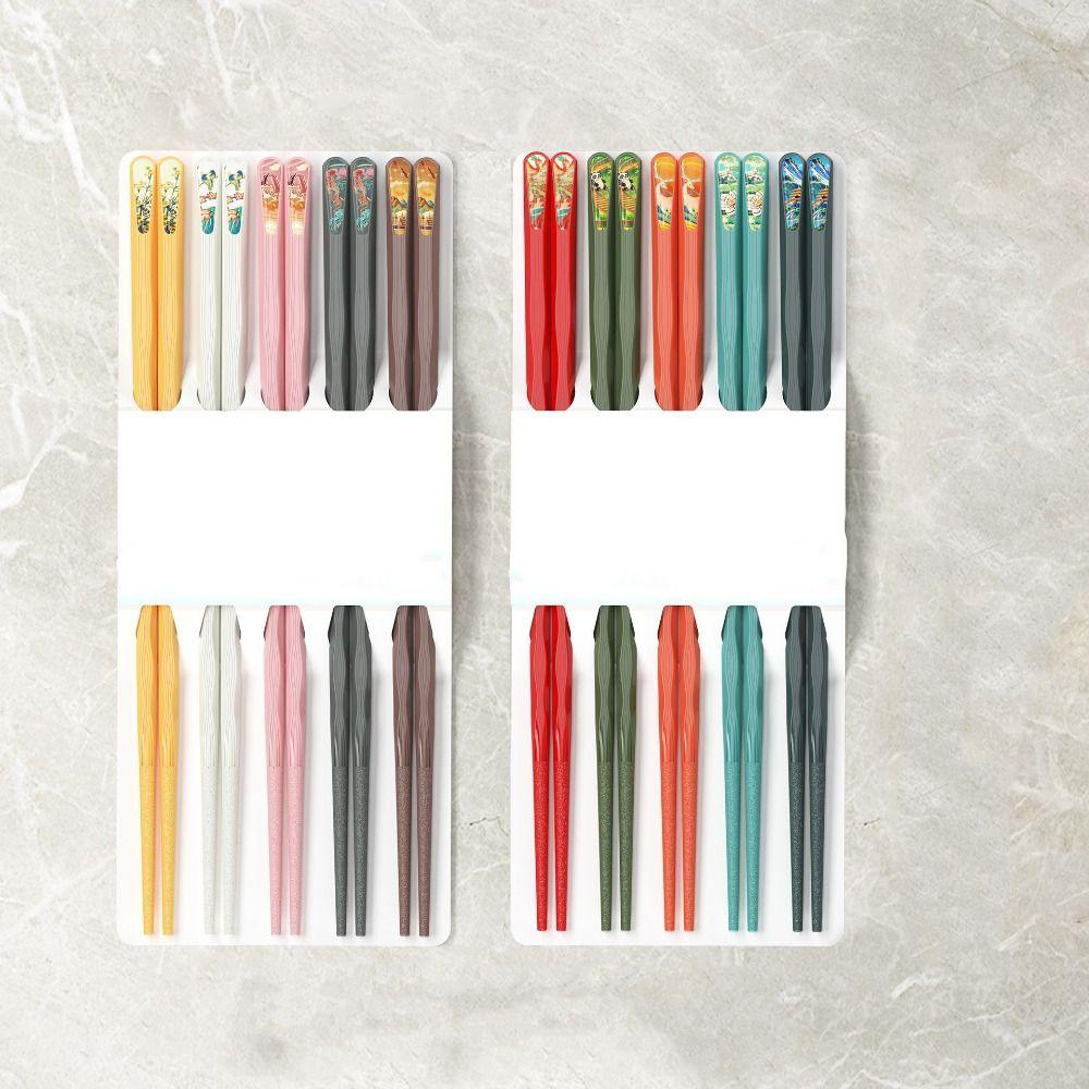 10Pairs Chinese Style National Tide Chopsticks Zinc Zinc Alloy Family Chopsticks Set Food Sticks  Kitchen