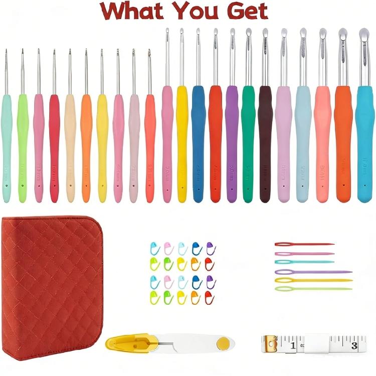 Knitting Accessory Set 51Pieces Including Soft Yarn Hook And Needle With Yarn And Complete Craft Tool
