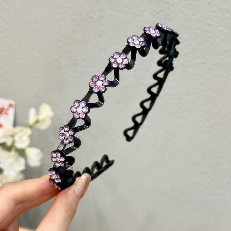 Non-slip Rhinestone Women Girls Headbands Solid Wave Hairbands Bezel Fashion Hair Hoop Ladies Boutique Hair Accessories