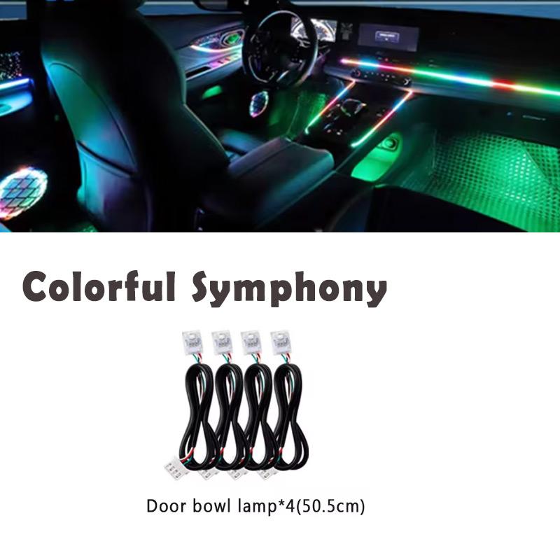 18 in 1 Symphony RGB Atmosphere Lamp Kit Parts Extend Line 20/35/75/110CM Light Strip Main/ Sub Controller storage Light Speaker