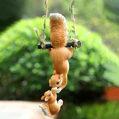 Creative Resin Squirrel Figurine ,Fairy Garden Accessories, Outdoor Statue for Patio