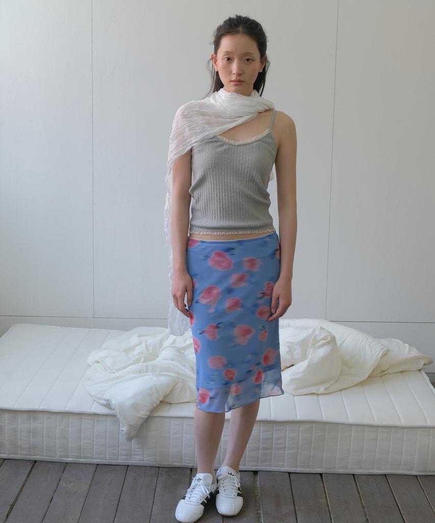 Soire Floral Sheer Skirt - Blue