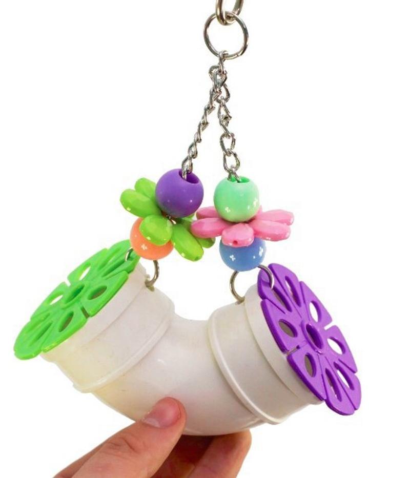 Acrylic Bird Chew Hang Toys Foraging Tube Parrot Cage Toy African Grey Cockatoo