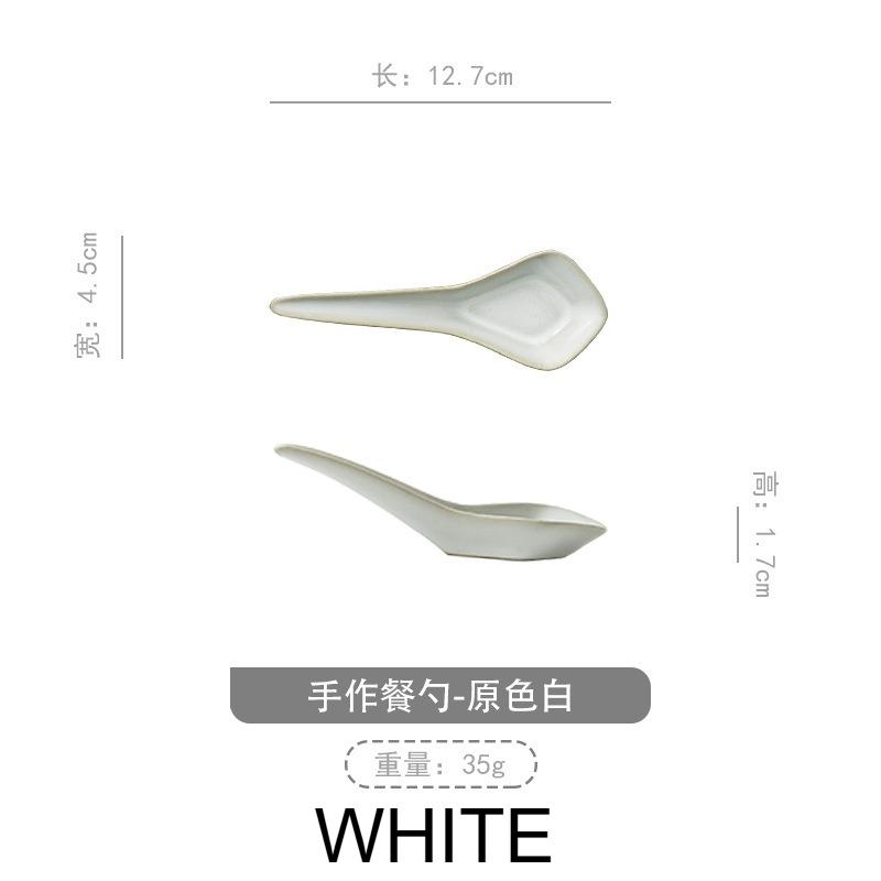 

Japan Creative Stoneware Diamond Spoon Ceramic Polygonal Spoon Retro Small Soup Scoop Coffee Dessert Scoop Household Tableware