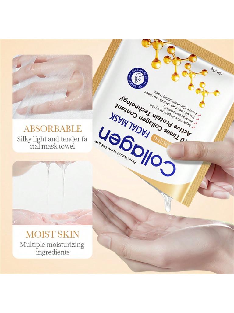10Pes Set Collagen ANTI-AGING FACIAL MASK. Smooth Skin. Improve Drying. Repair Skin. Eliminate Spots