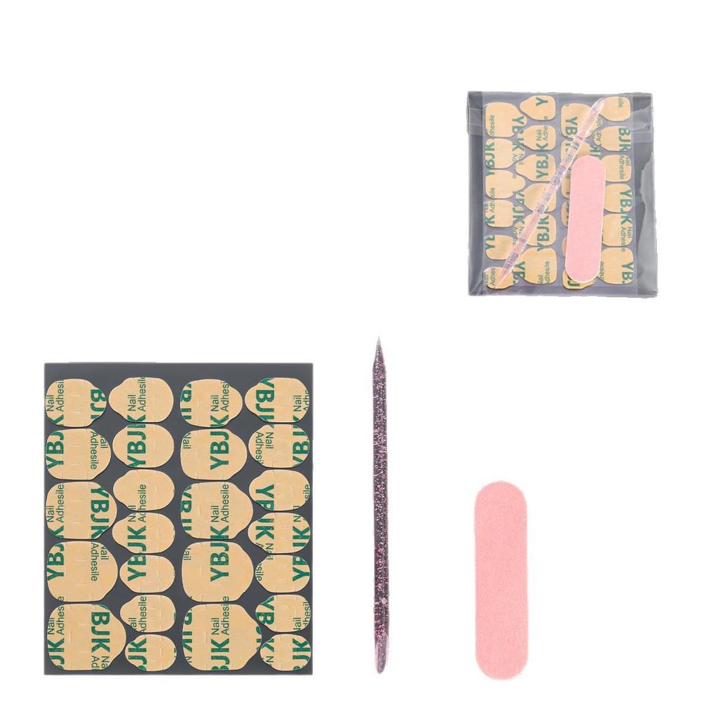 Manicure Tool Kit: Wearable Nails with Jelly Glue, Crystal Stick, Small File, and Alcohol Pads