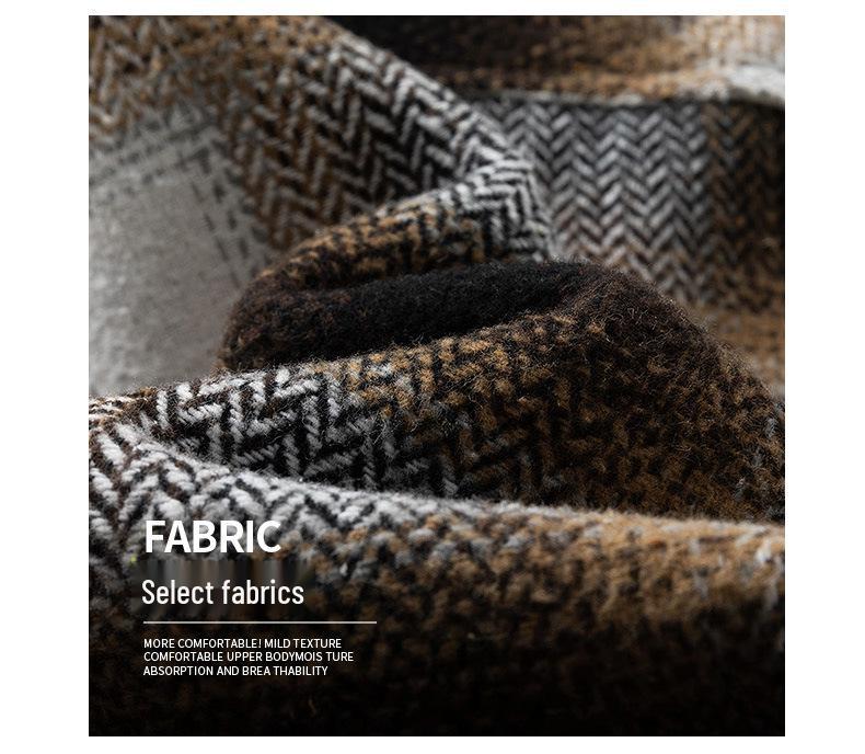 Velvet Warm Retro Plaid Casual Men's Zipper Jacket - 2025 Winter Collection