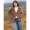 ELLE Women's 100% Sheep Wool Faux Fur Short Coat