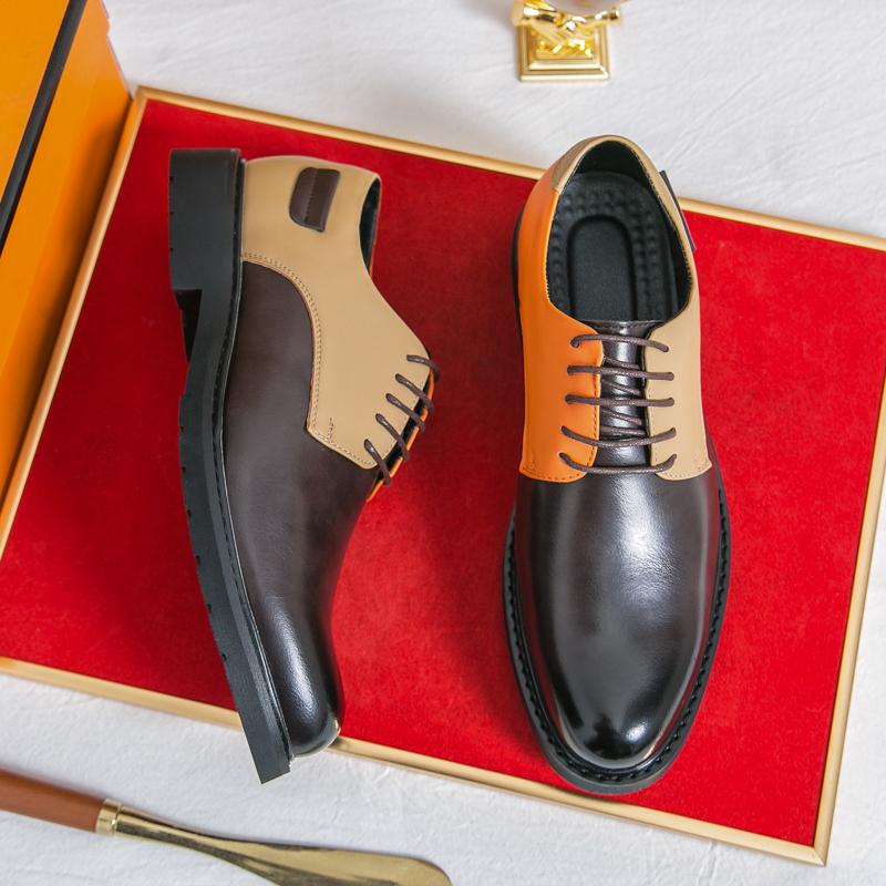 Fashion Color Matching Male Casual Shoes Business Flats Pointed Toe Formal Dress Footwear British Style Mens Oxford Shoes Comfy Sneakers