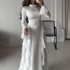 Women's Flare Sleeve Ruffle Dress Muslim Party Gowns Dubai Abaya Turkey Robe Elegant Female Robe Islamic Gown Autumn Fashion