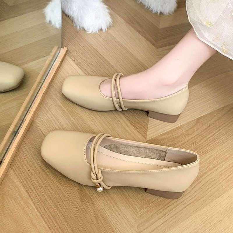 Mary Jane Fairy with Skirt Small Leather Single Shoes Women's New Spring and Autumn Gentle Flat-bottomed Grandma Laden Shoes